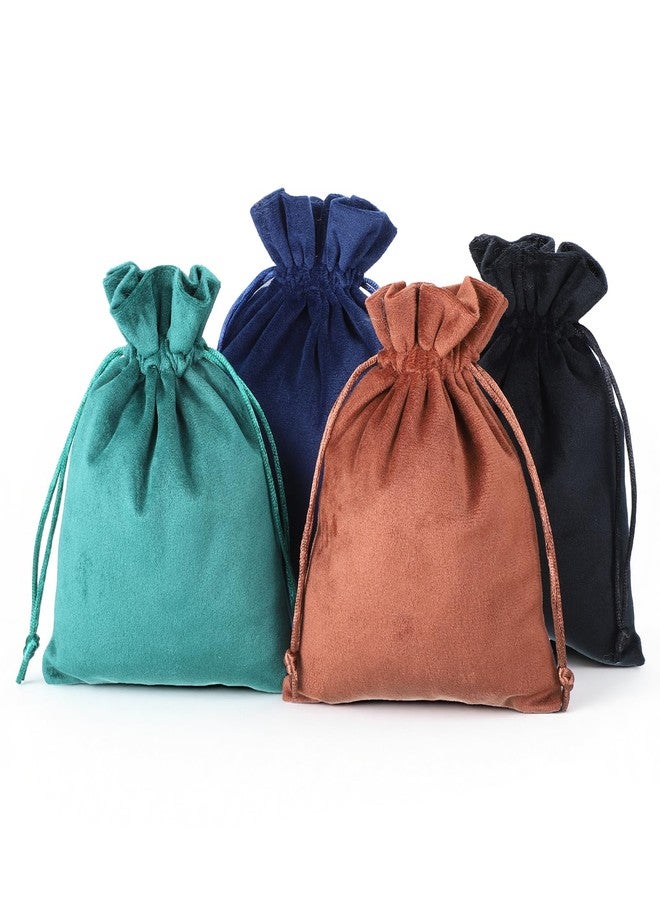 Alrhso 4Pcs Velvet Bags with Drawstrings Velvet Drawstring Bags Pouches Velvets Gift Bag 6.2"x7.8" Fabric Cloth Bag Package Cloth Gift Pouches Jewelry Velvets Bages for Wedding Party Candy - Image 1